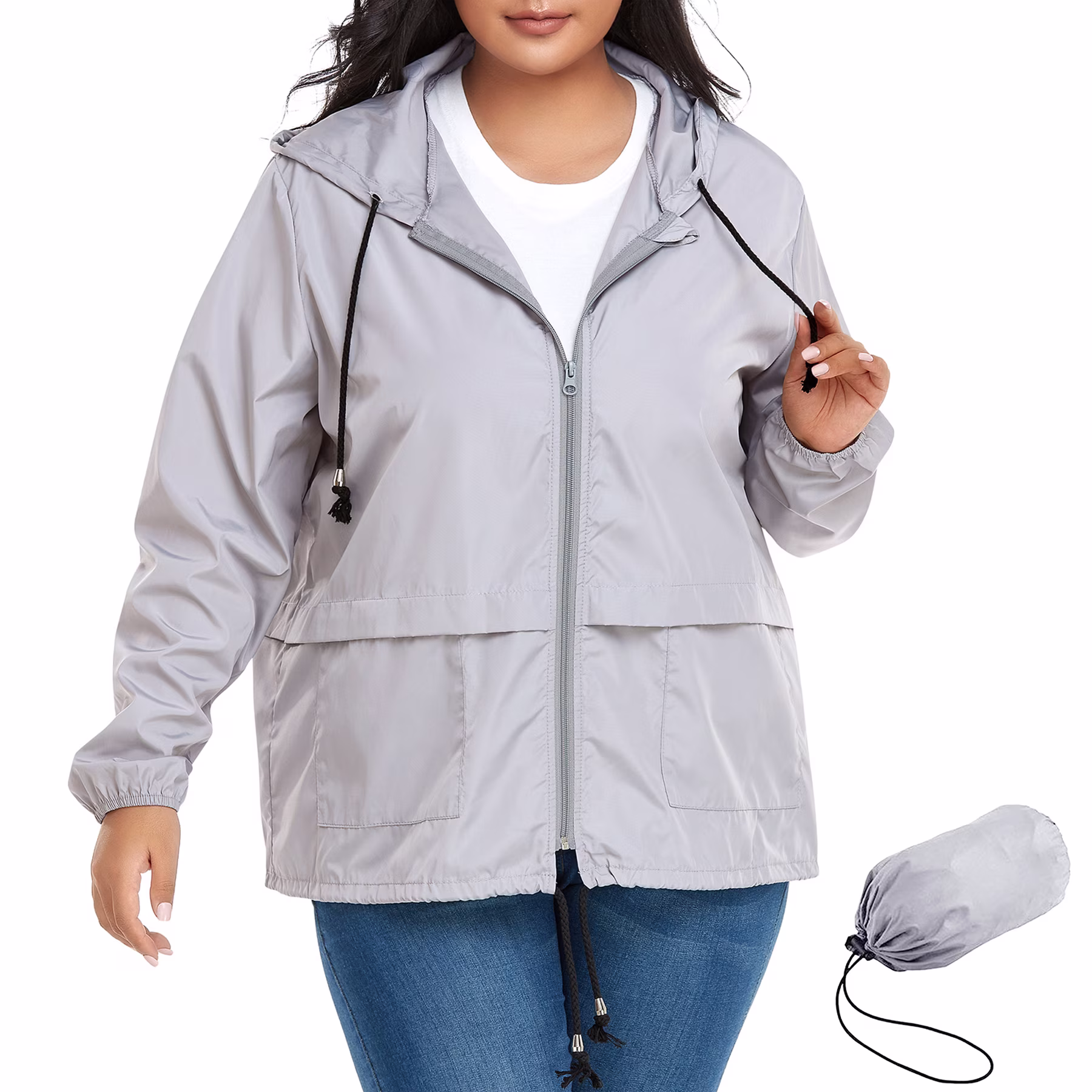 American Trends Plus Size Women Waterproof Rain Jacket