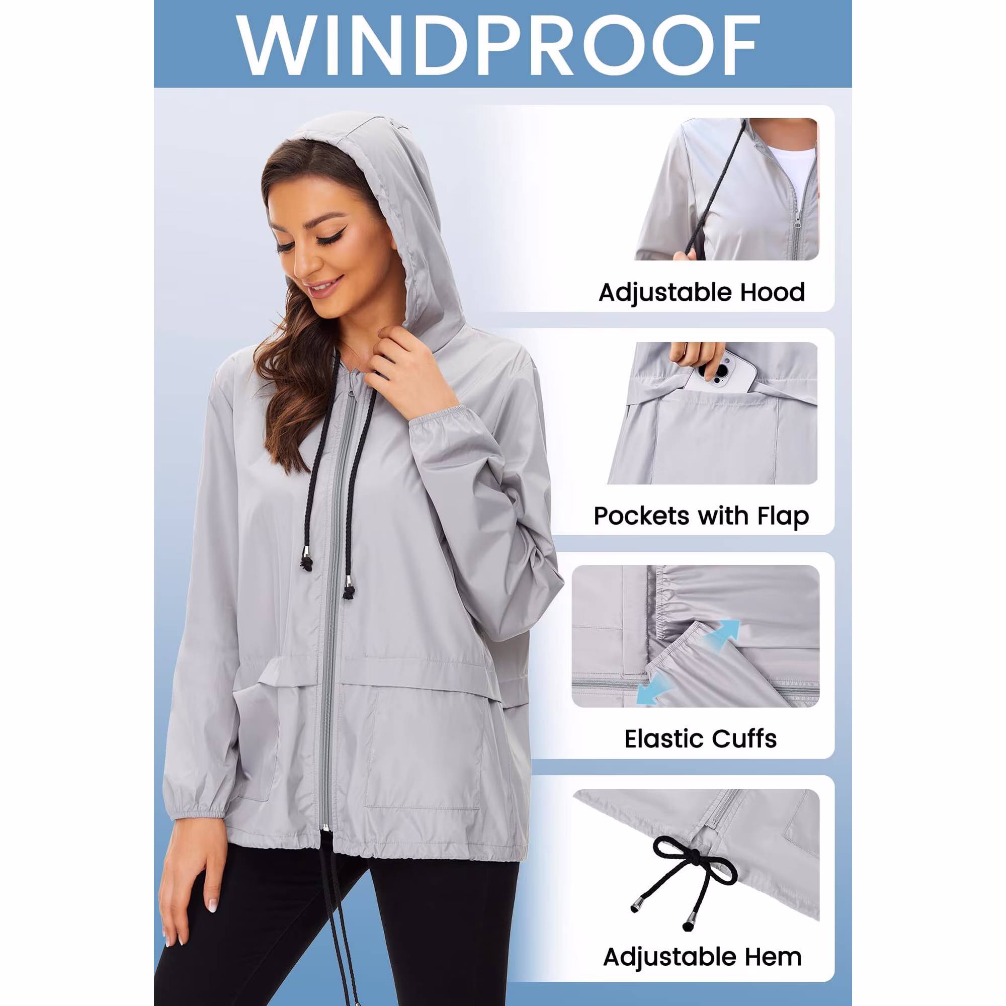 American Trends Plus Size Women Waterproof Rain Jacket view 3