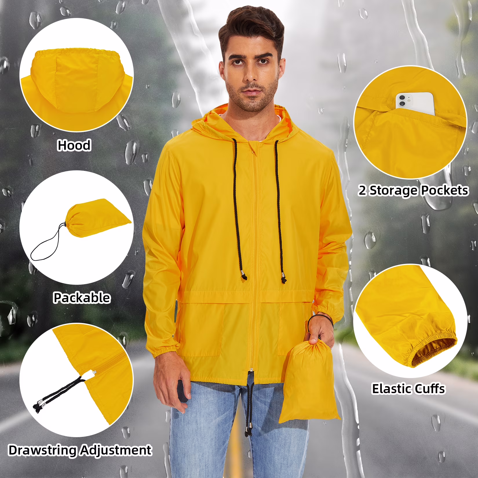 American Trends Mens Rain Jackets view 5