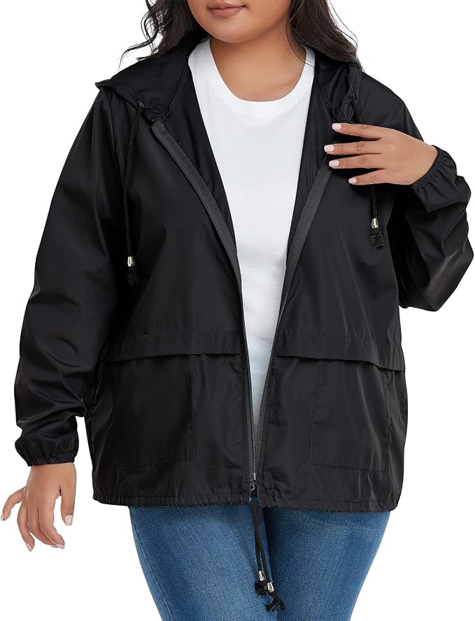American Trends Plus Size Rain Jackets for Women with Hood Waterproof