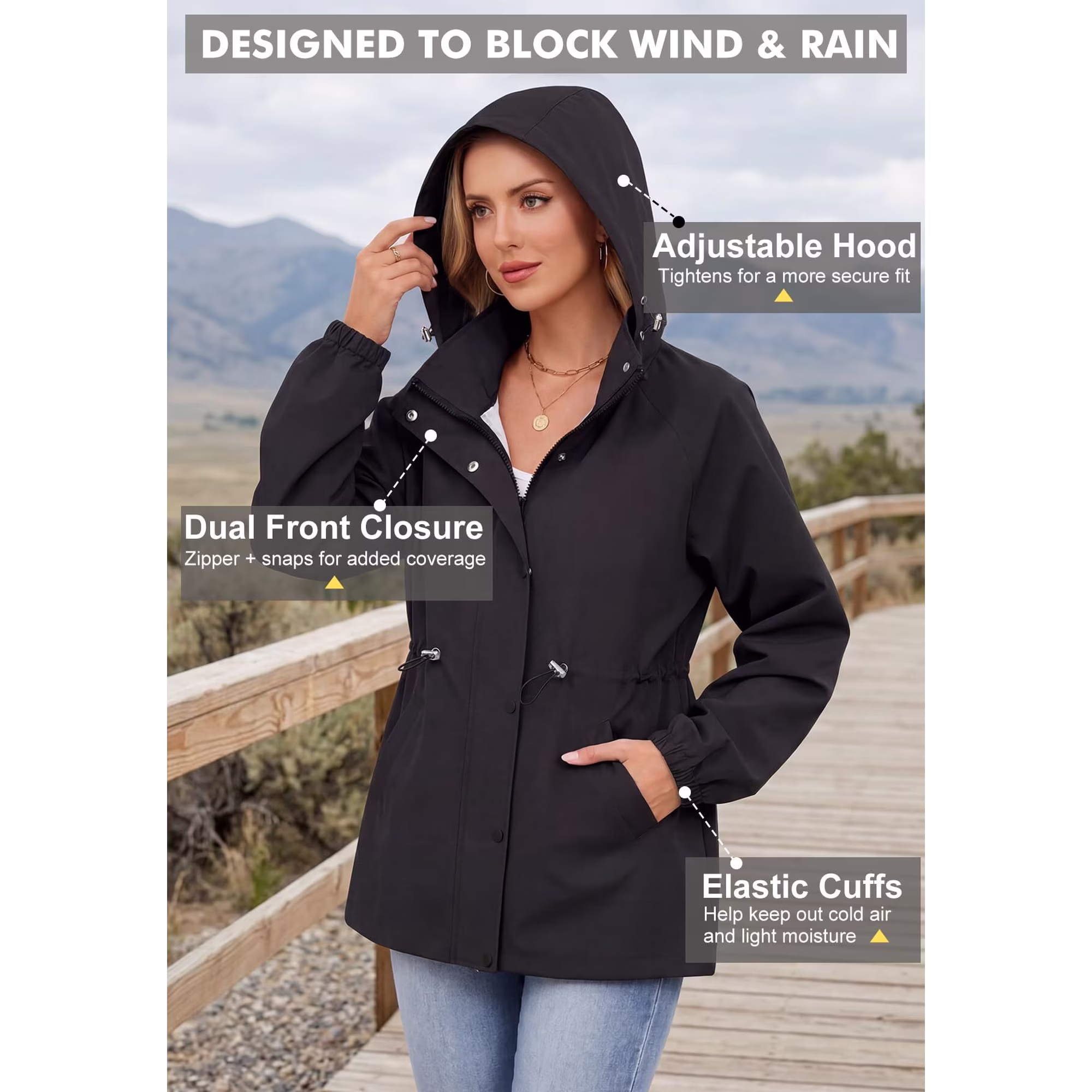 American Trends Womens Rain Jacket view 5