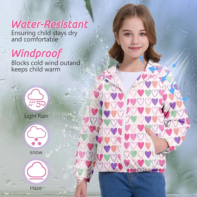 American Trends Lightweight Waterproof Girls Rain Jacket-Windbreaker Jacket view 5
