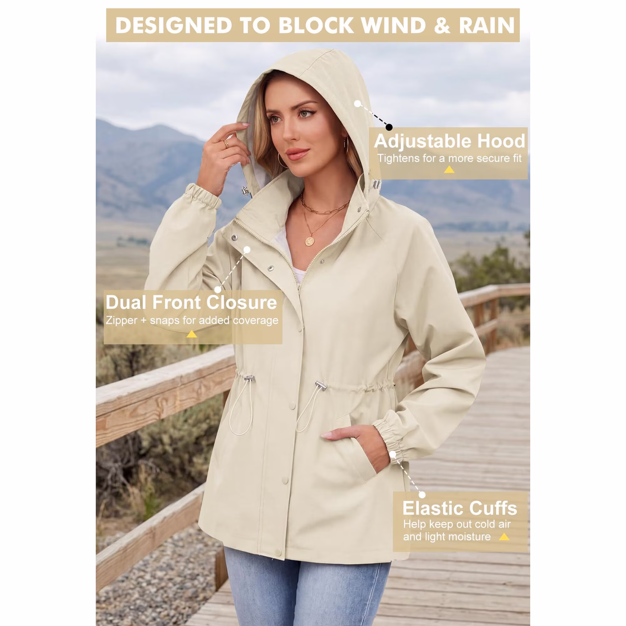 American Trends Womens Rain Jacket view 2