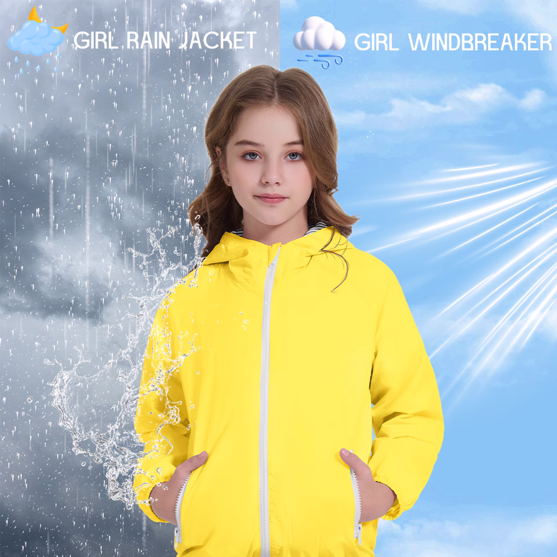 American Trends Lightweight Kids Rain Jackets view 3