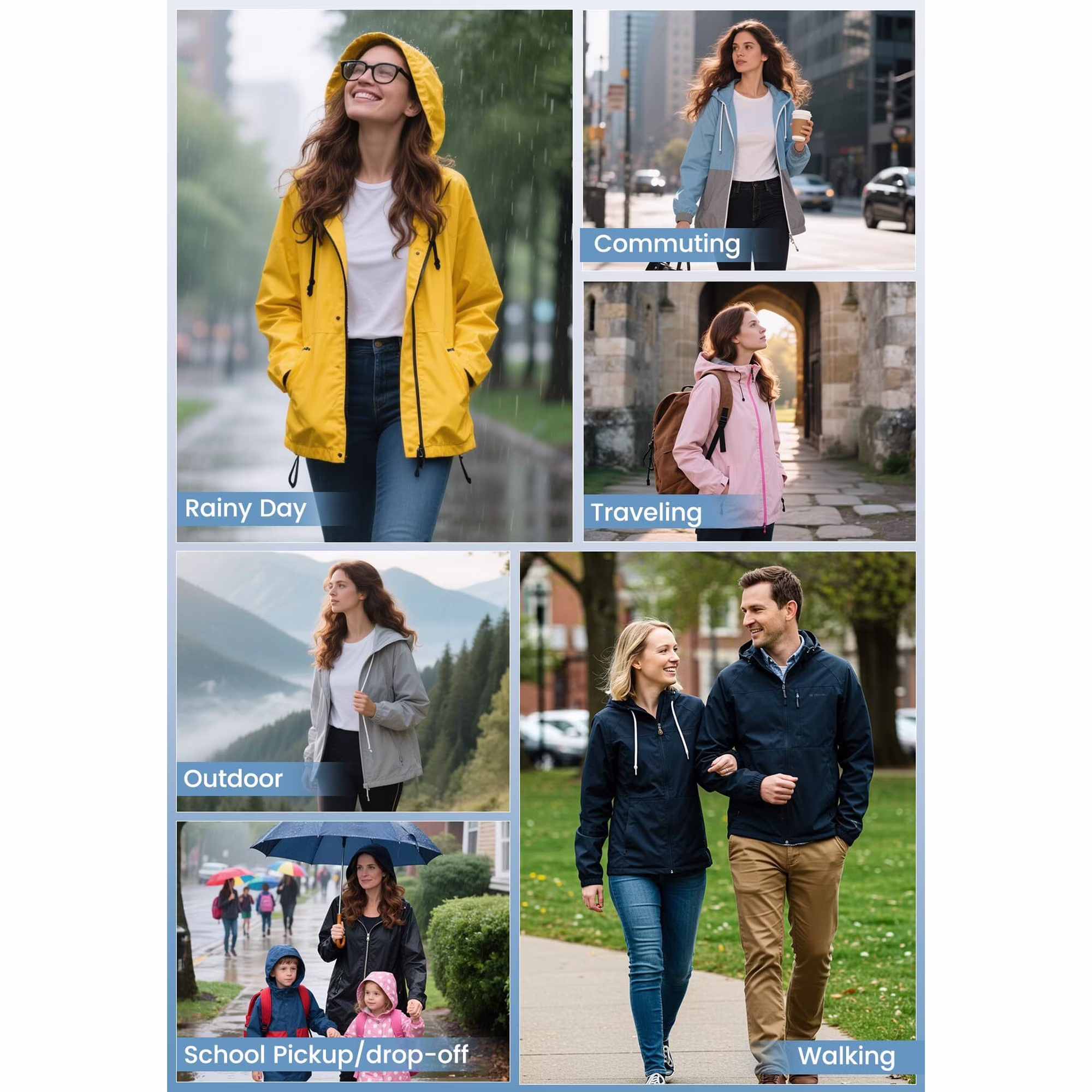 American Trends Plus Size Women Waterproof Rain Jacket view 5