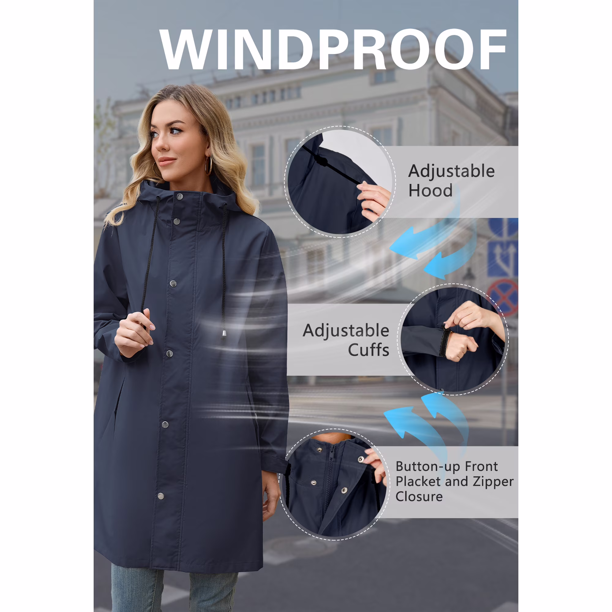 American Trends Womens Rain Jacket view 3