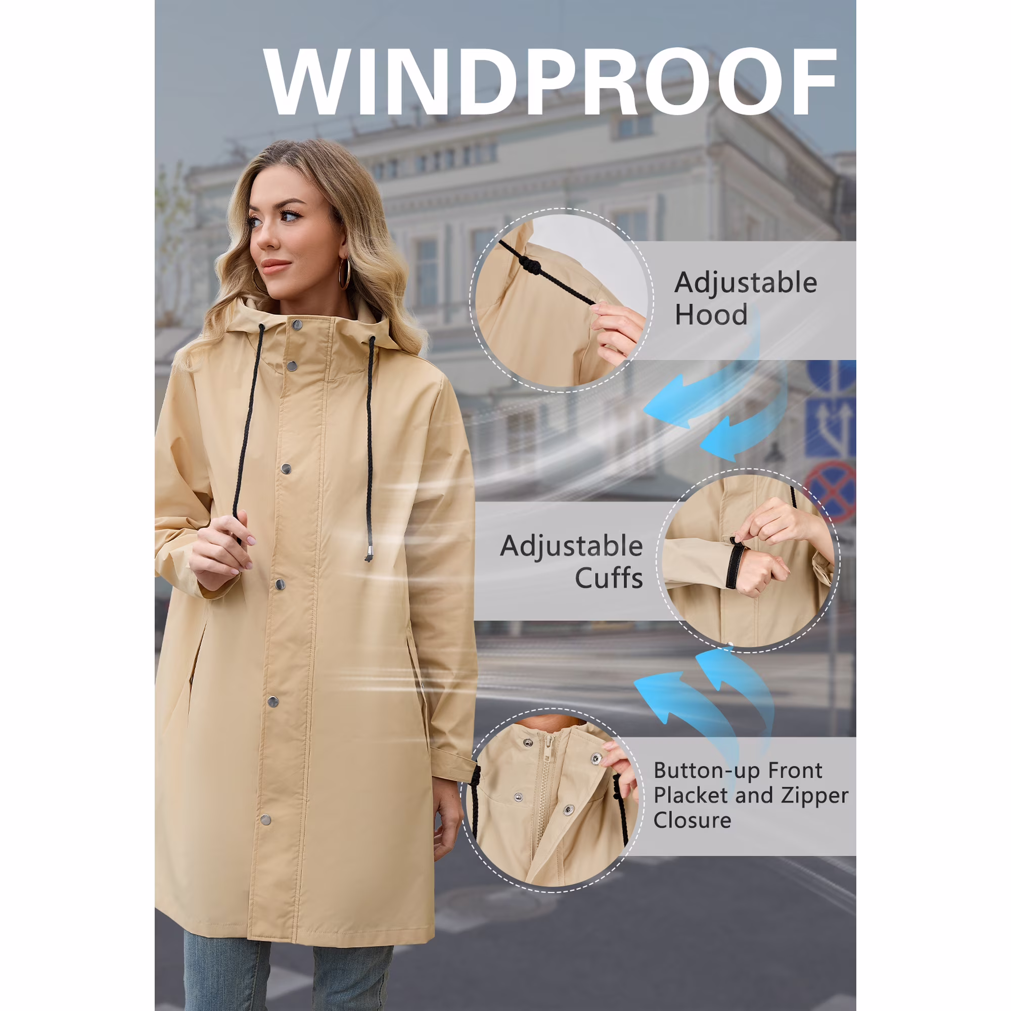 American Trends Womens Rain Jacket view 5