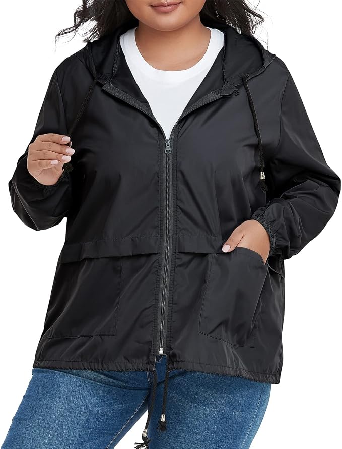 American Trends Plus Size Rain Jackets for Women with Hood Waterproof view 4