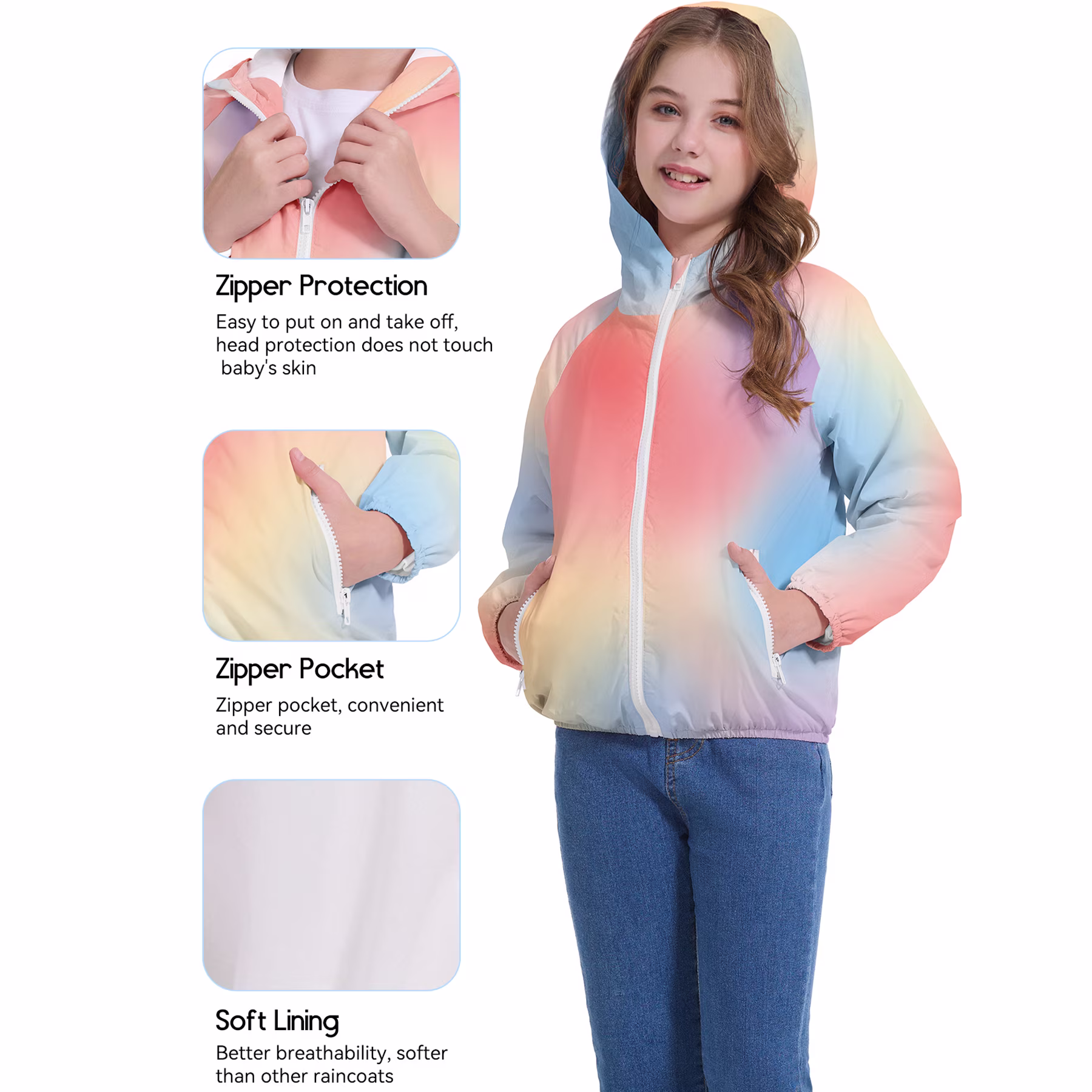American Trends Lightweight Kids Rain Jackets view 5