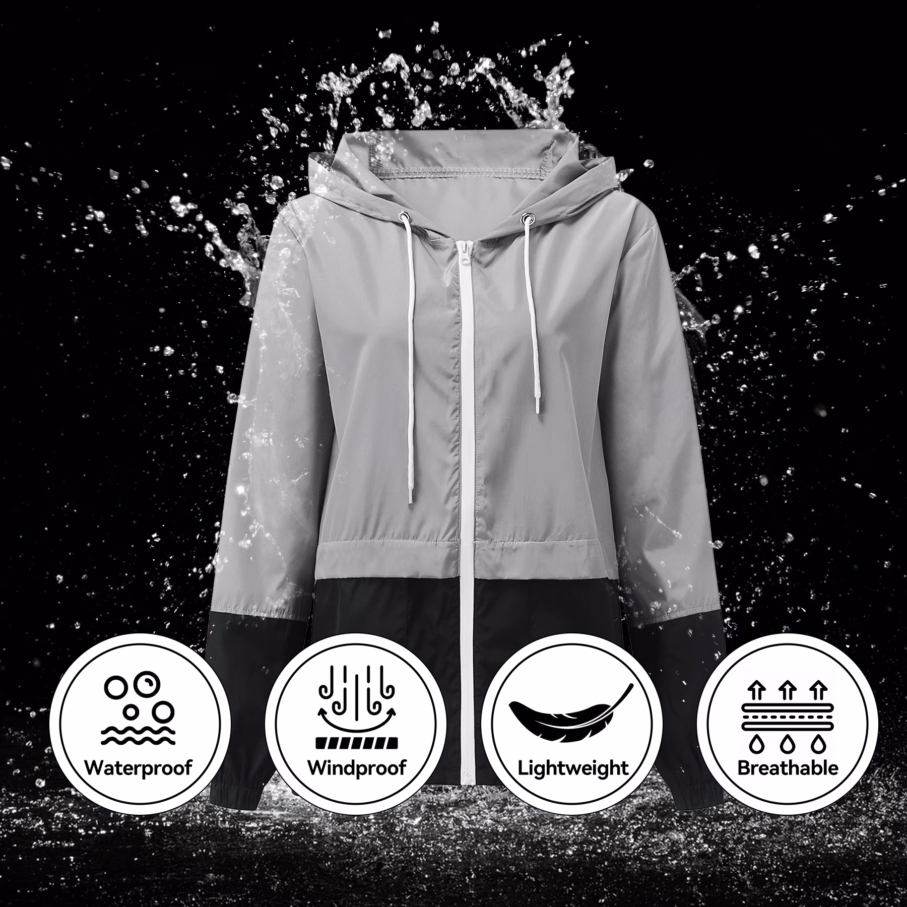 American Trends Women Waterproof Rain Jacket view 6
