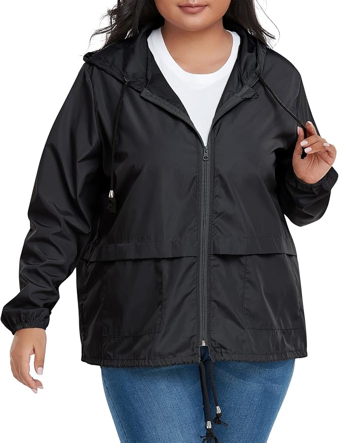 American Trends Plus Size Rain Jackets for Women with Hood Waterproof view 5