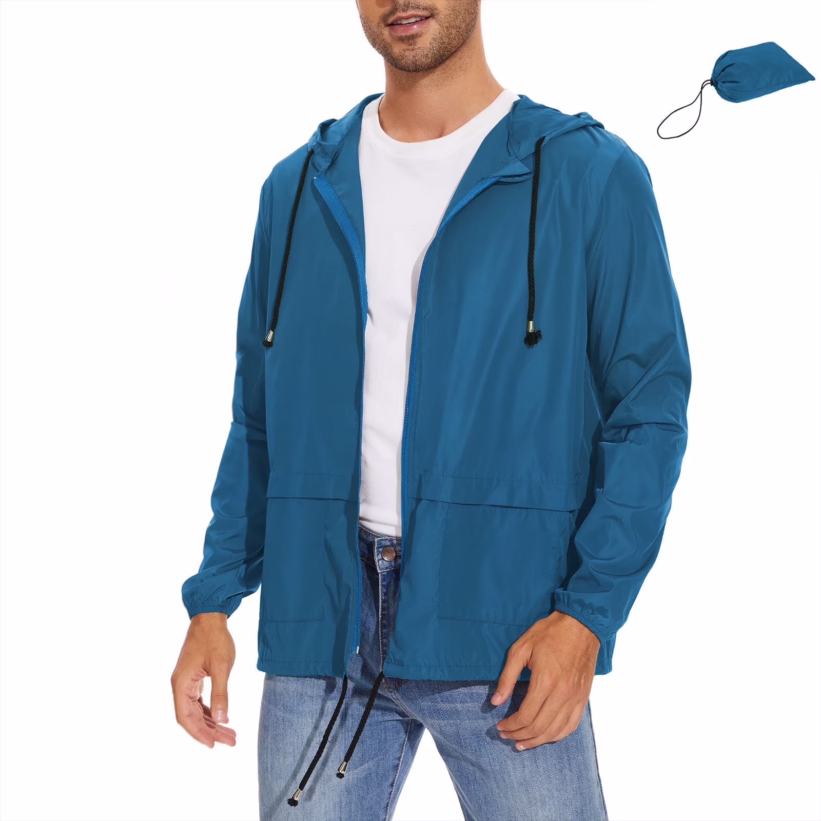 American Trends Packable Men's Rain Jacket Waterproof Raincoat