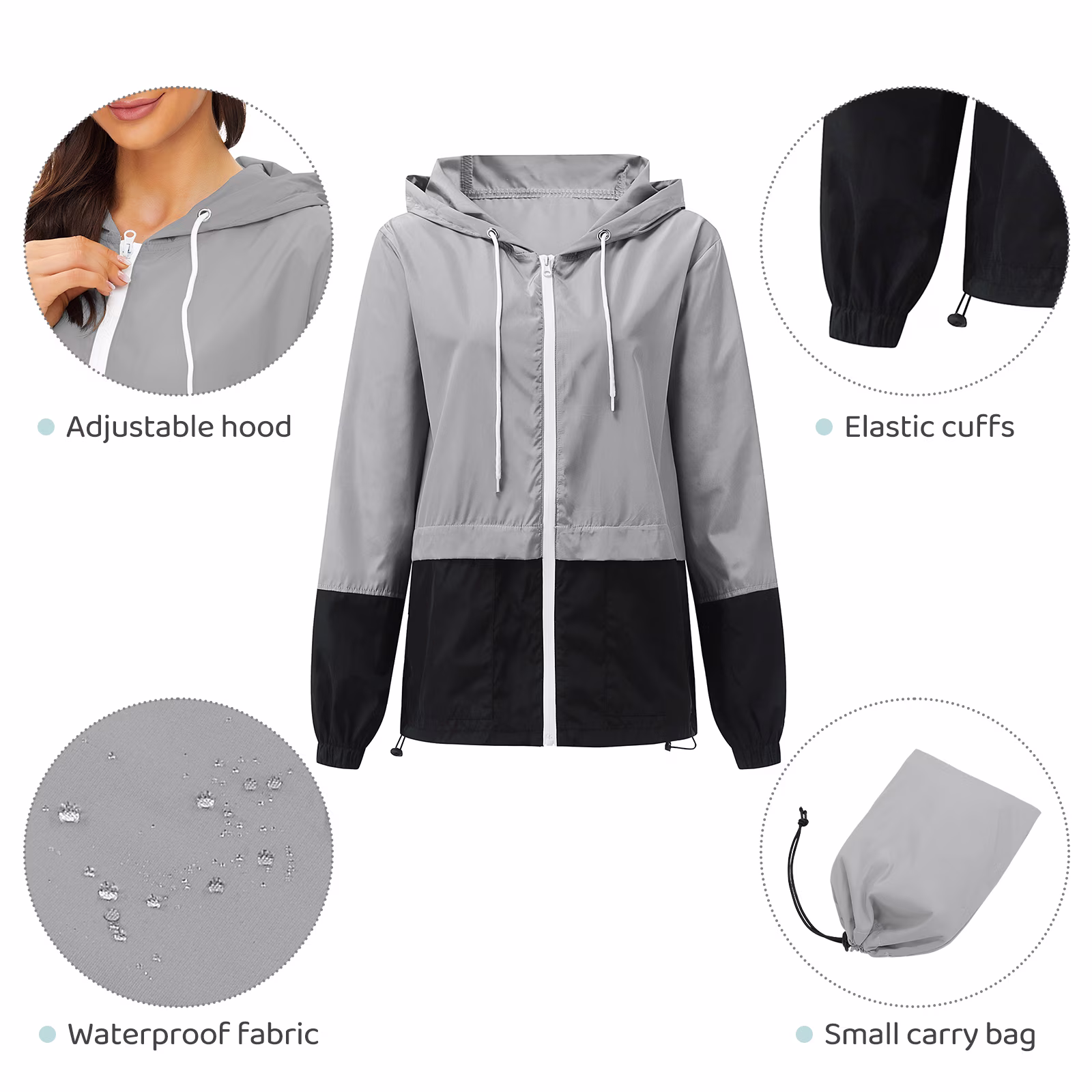 American Trends Women Waterproof Rain Jacket view 4