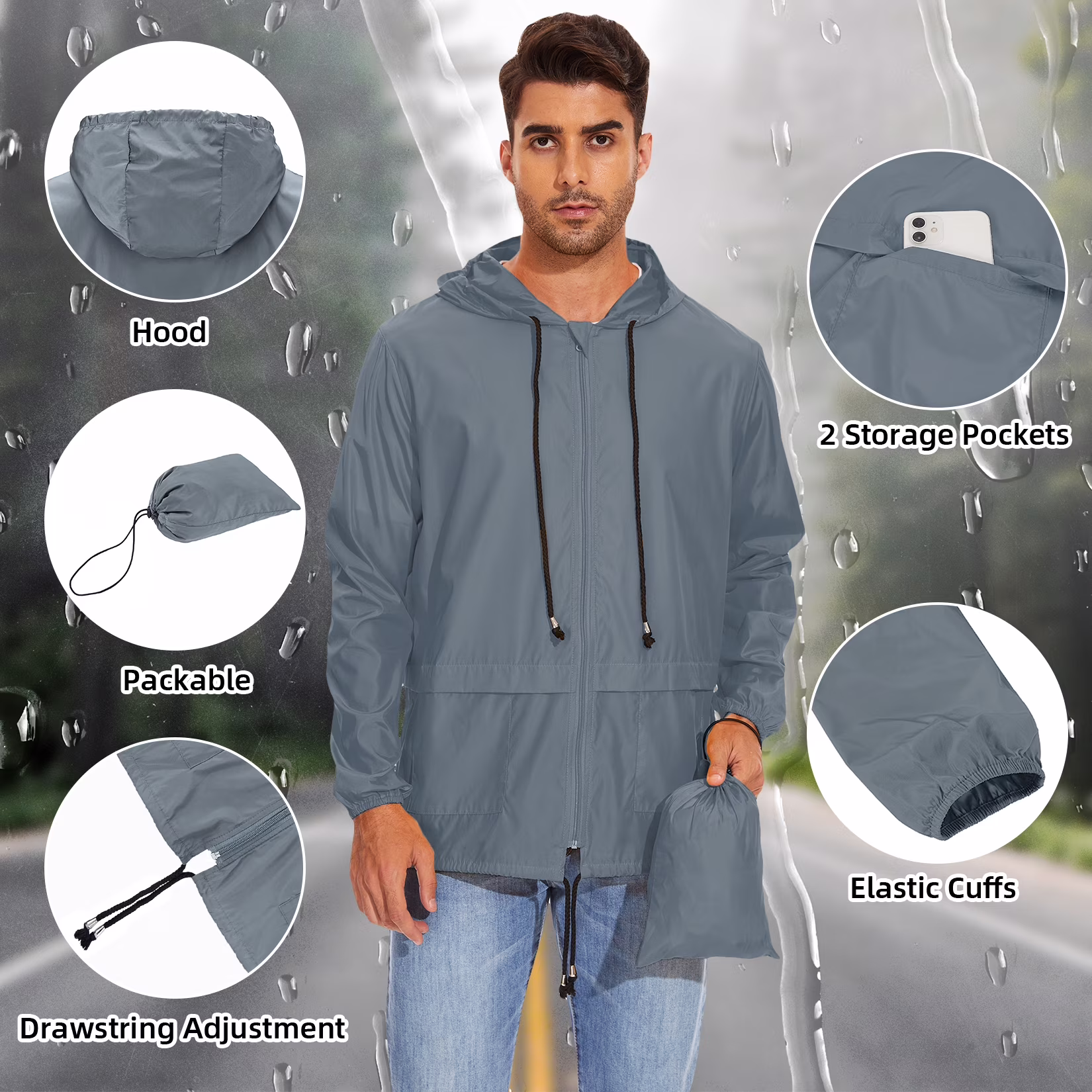 American Trends Mens Rain Jackets view 3