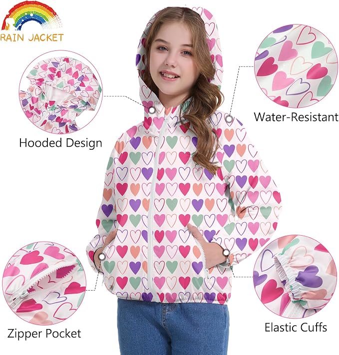 American Trends Lightweight Waterproof Girls Rain Jacket-Windbreaker Jacket view 6