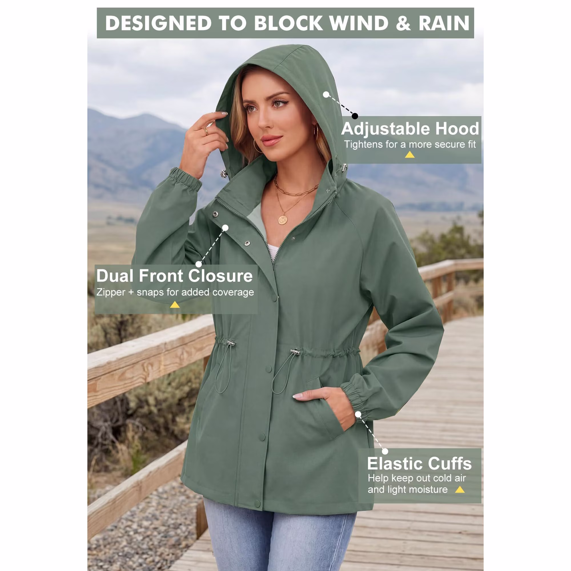 American Trends Womens Rain Jacket view 4