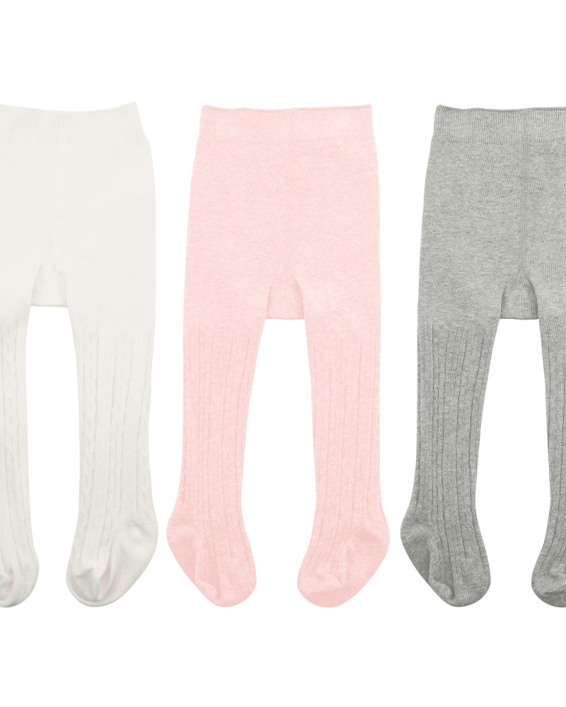 American Trends Infant Soft Tights Thick Cable Knit Leggings Stockings Cotton Pantyhose for Newborn Infant Toddler Baby Girl Tights Ballet Pink & Ivory White & Light Grey L