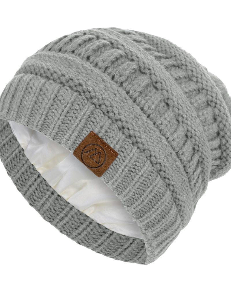 American Trends Womens Beanies Warm Winter Hats for Women Slouchy Unisex Beanies Soft Knit Hats Light Grey