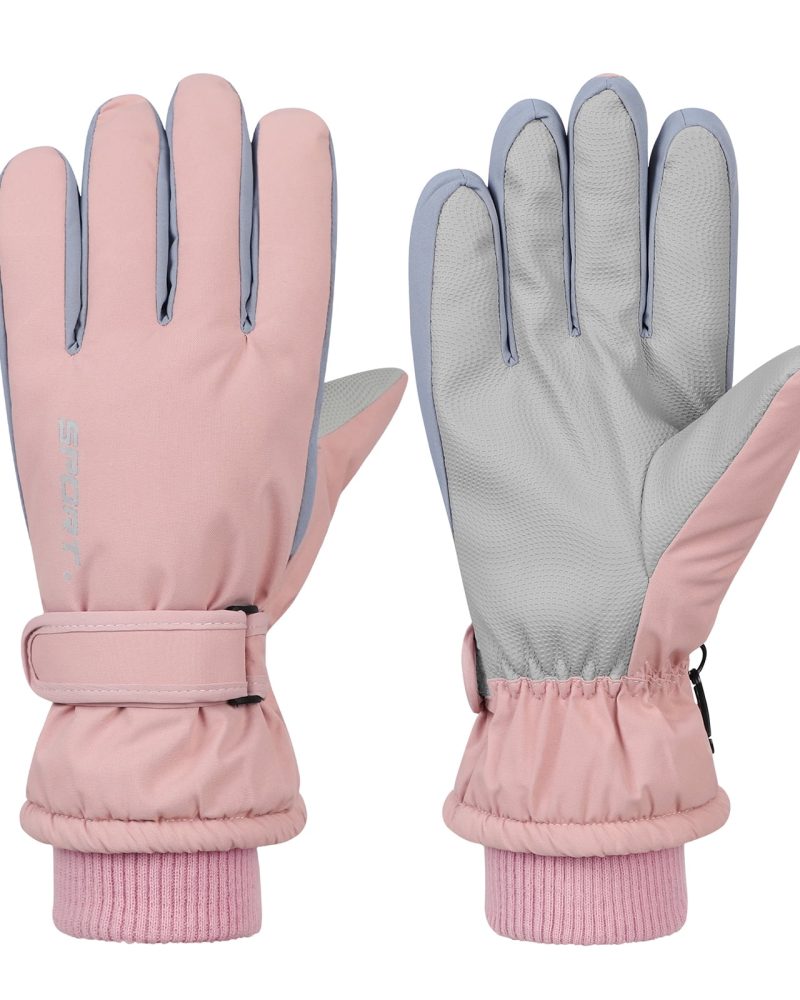 American Trends Winter Gloves Women Waterproof Gloves Windproof Ski Gloves Insulated Cold Weather Pink