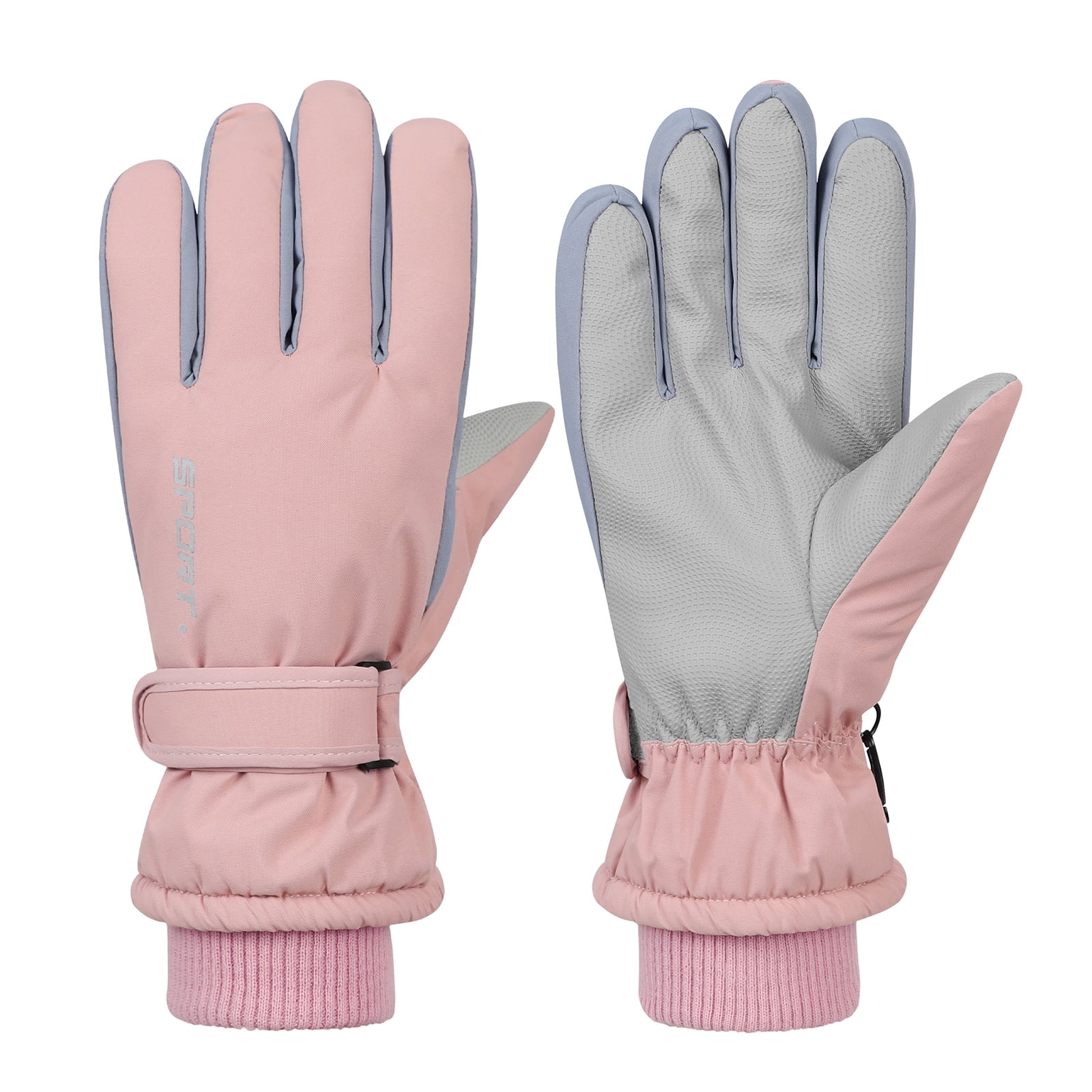 American Trends Winter Gloves Women Waterproof Gloves Windproof Ski Gloves Insulated Cold Weather Pink