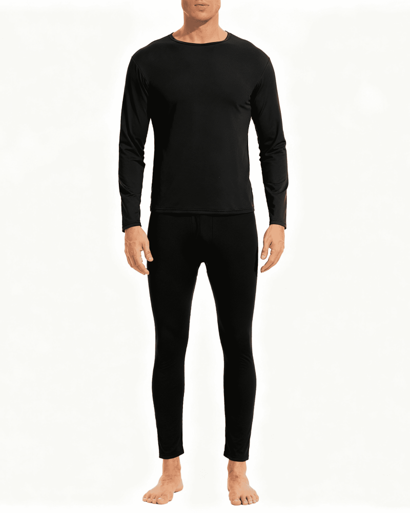 American Trends Soft Mens Long Johns Thermal Underwear Two Piece Thermal Underwear Set for Men Black XL
