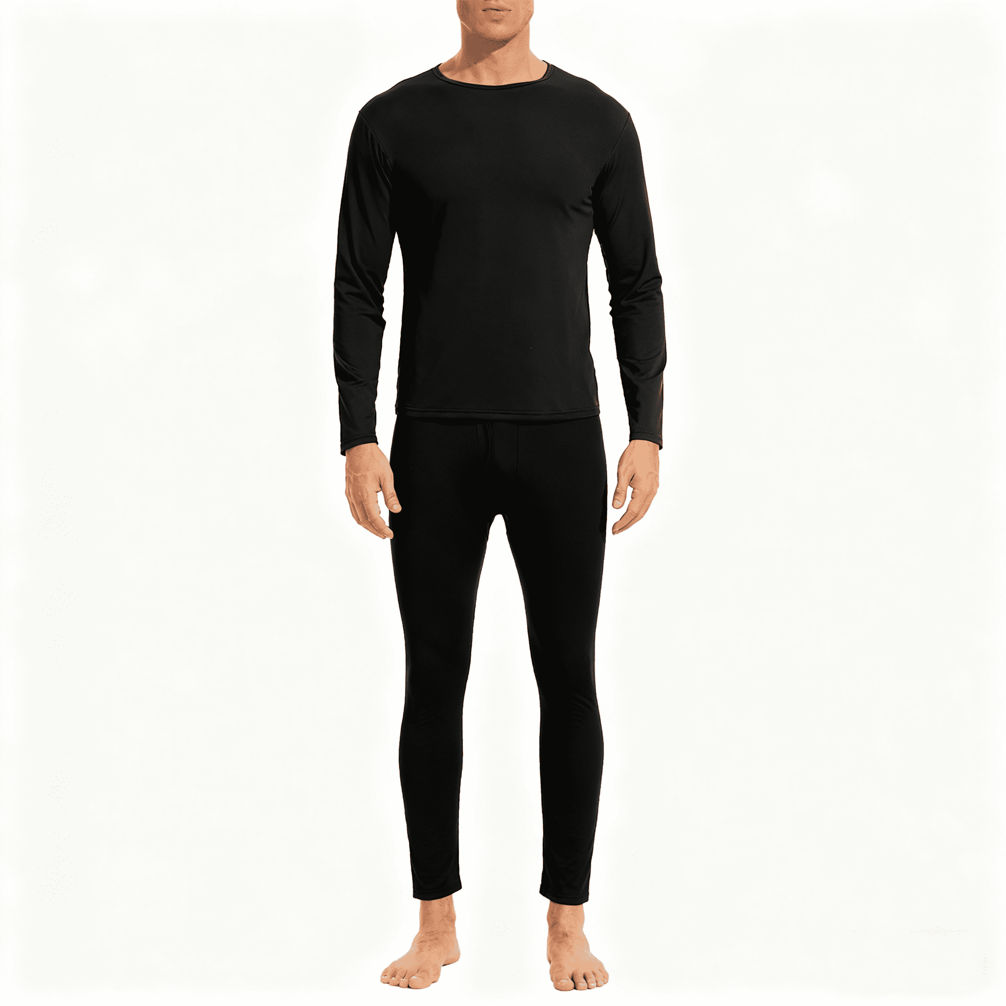 American Trends Soft Mens Long Johns Thermal Underwear Two Piece Thermal Underwear Set for Men Black L