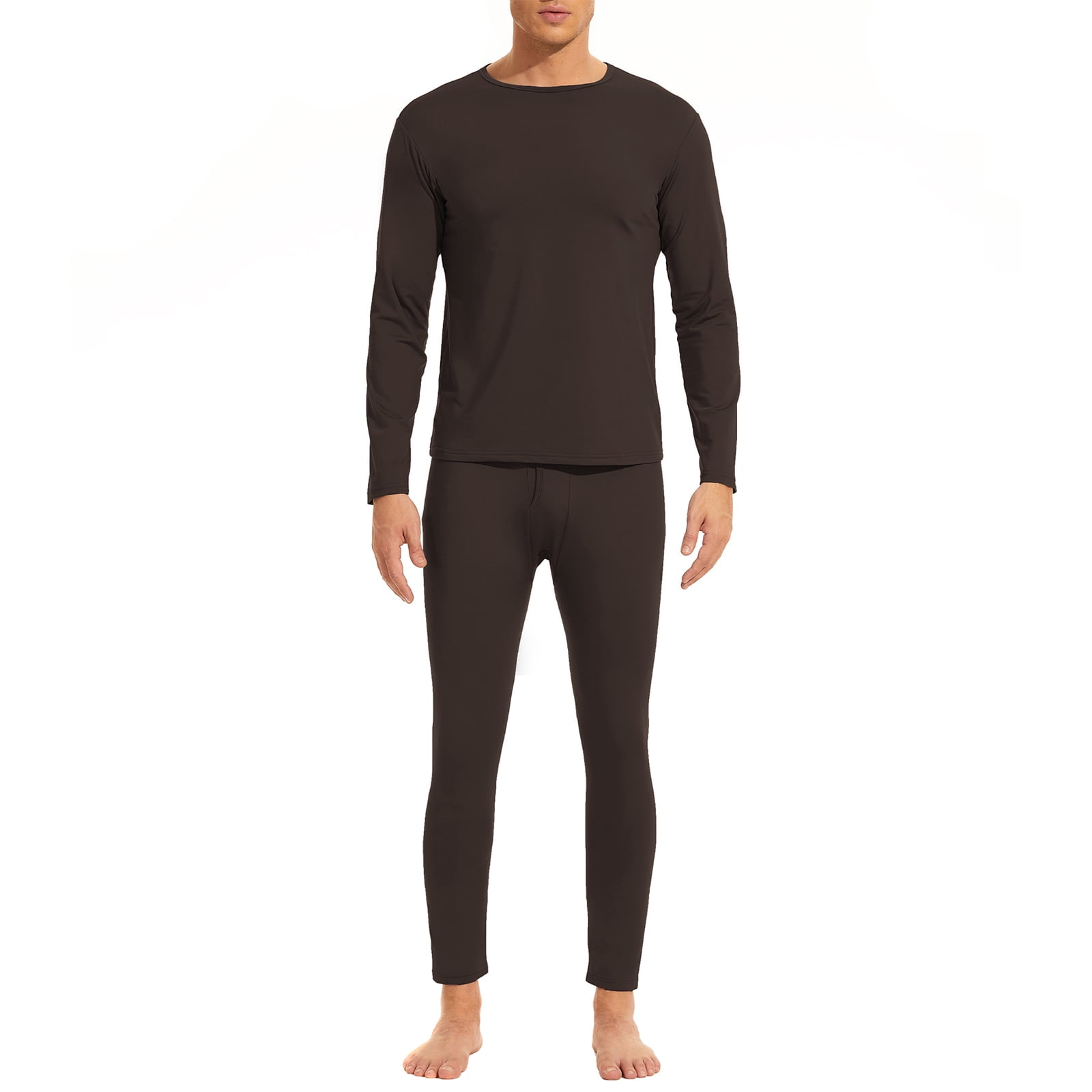American Trends Soft Mens Long Johns Thermal Underwear Two Piece Thermal Underwear Set for Men Coffee 2XL