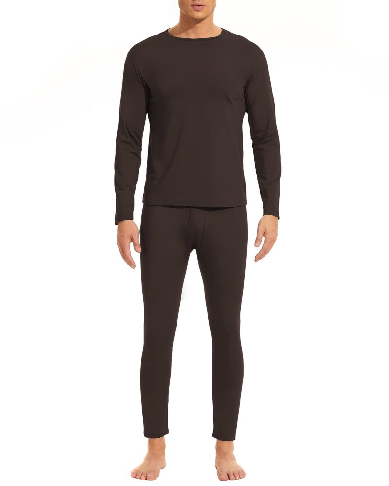 American Trends Soft Mens Long Johns Thermal Underwear Two Piece Thermal Underwear Set for Men Coffee M