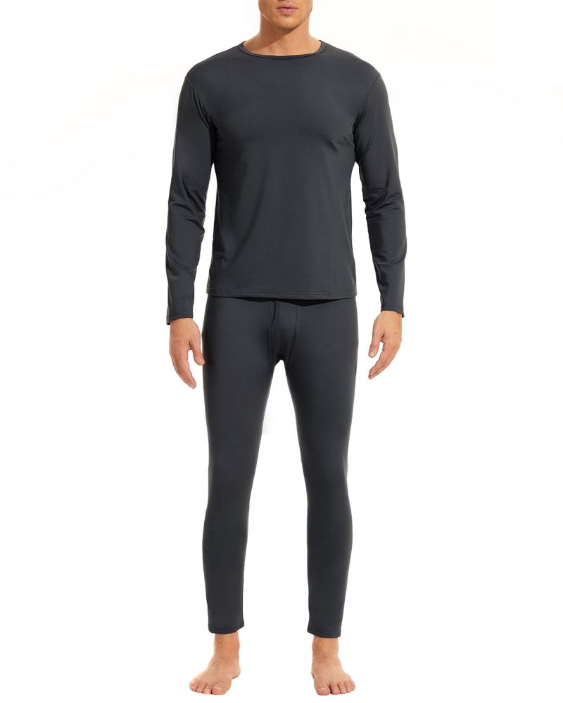 American Trends Soft Mens Long Johns Thermal Underwear Two Piece Thermal Underwear Set for Men Dark Grey 2XL
