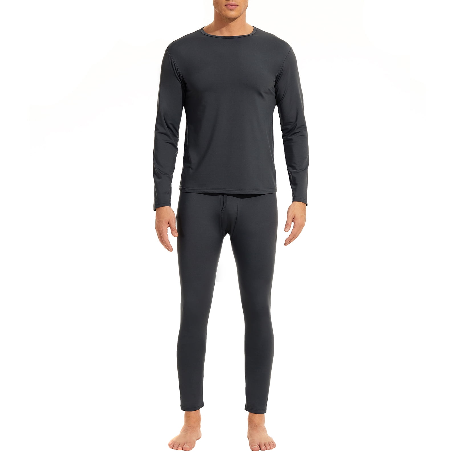 American Trends Soft Mens Long Johns Thermal Underwear Two Piece Thermal Underwear Set for Men Dark Grey L