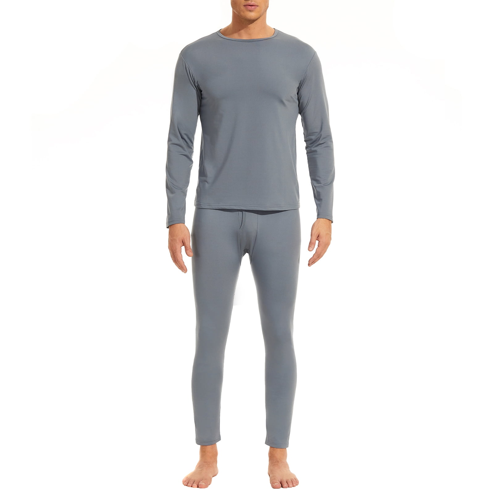 American Trends Soft Mens Long Johns Thermal Underwear Two Piece Thermal Underwear Set for Men Light Grey M