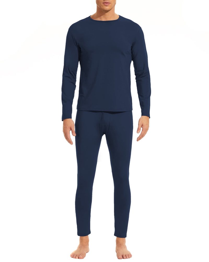 American Trends Soft Mens Long Johns Thermal Underwear Two Piece Thermal Underwear Set for Men Navy 2XL
