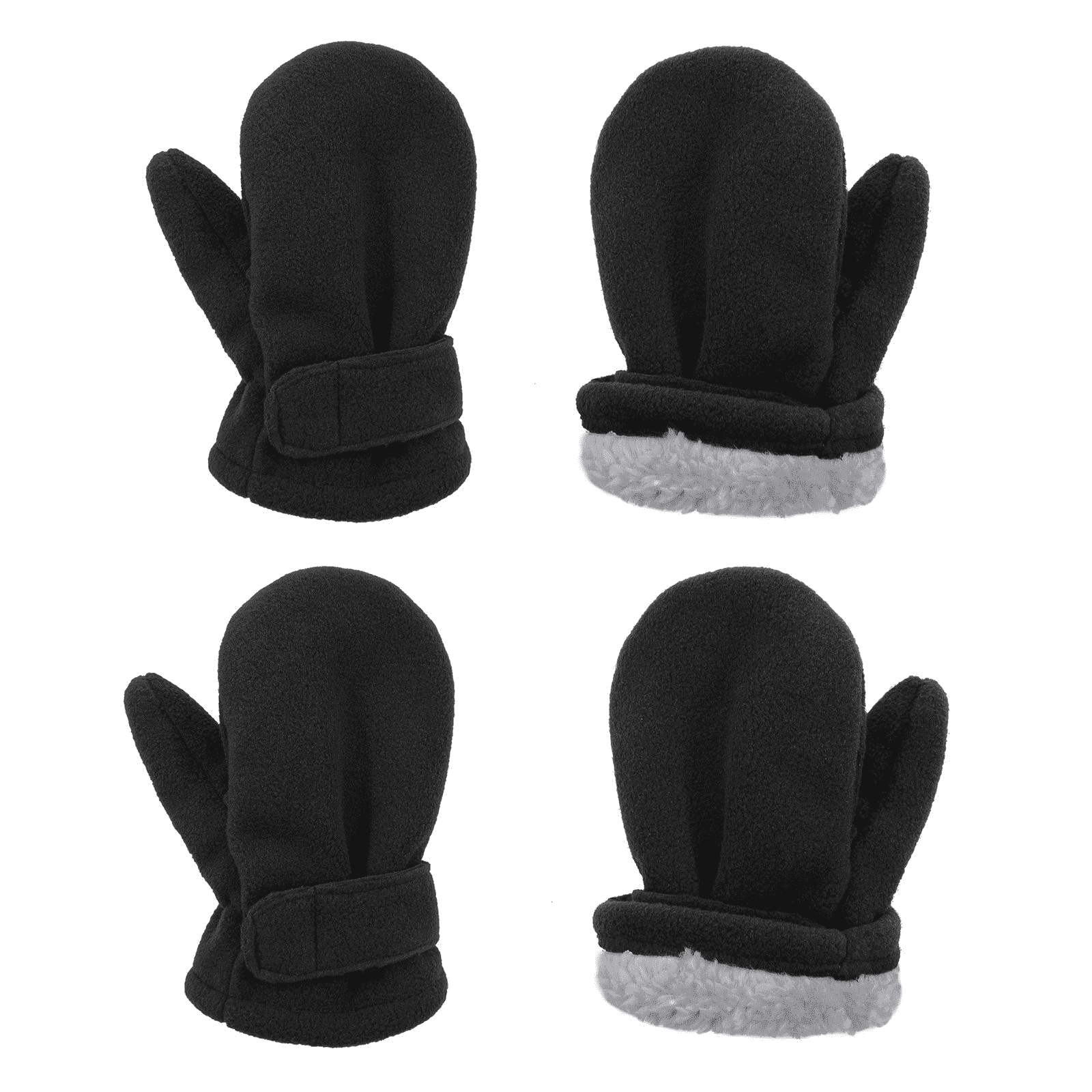 American Trends Toddler Mittens Unisex Fleece Lined Gloves Baby Winter Warm Mittens for Kids Boys and Girls -2 Pairs 2 Packs Black 4-7 Years