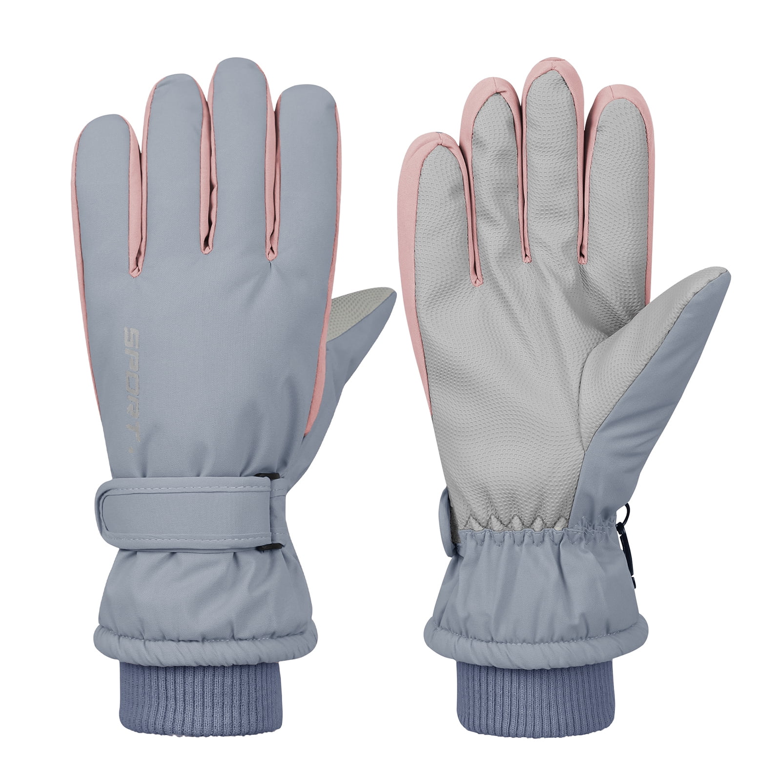 American Trends Winter Gloves Women Waterproof Gloves Windproof Ski Gloves Insulated Cold Weather Blue