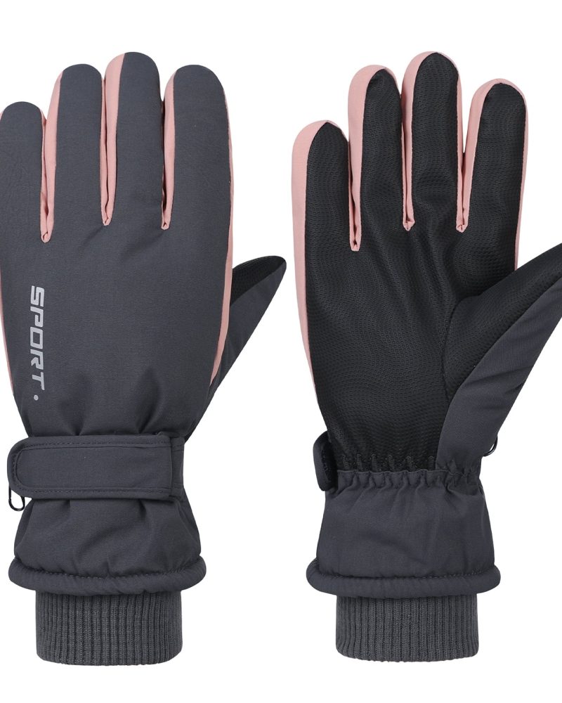 American Trends Winter Gloves Women Waterproof Gloves Windproof Ski Gloves Insulated Cold Weather Dark Gray
