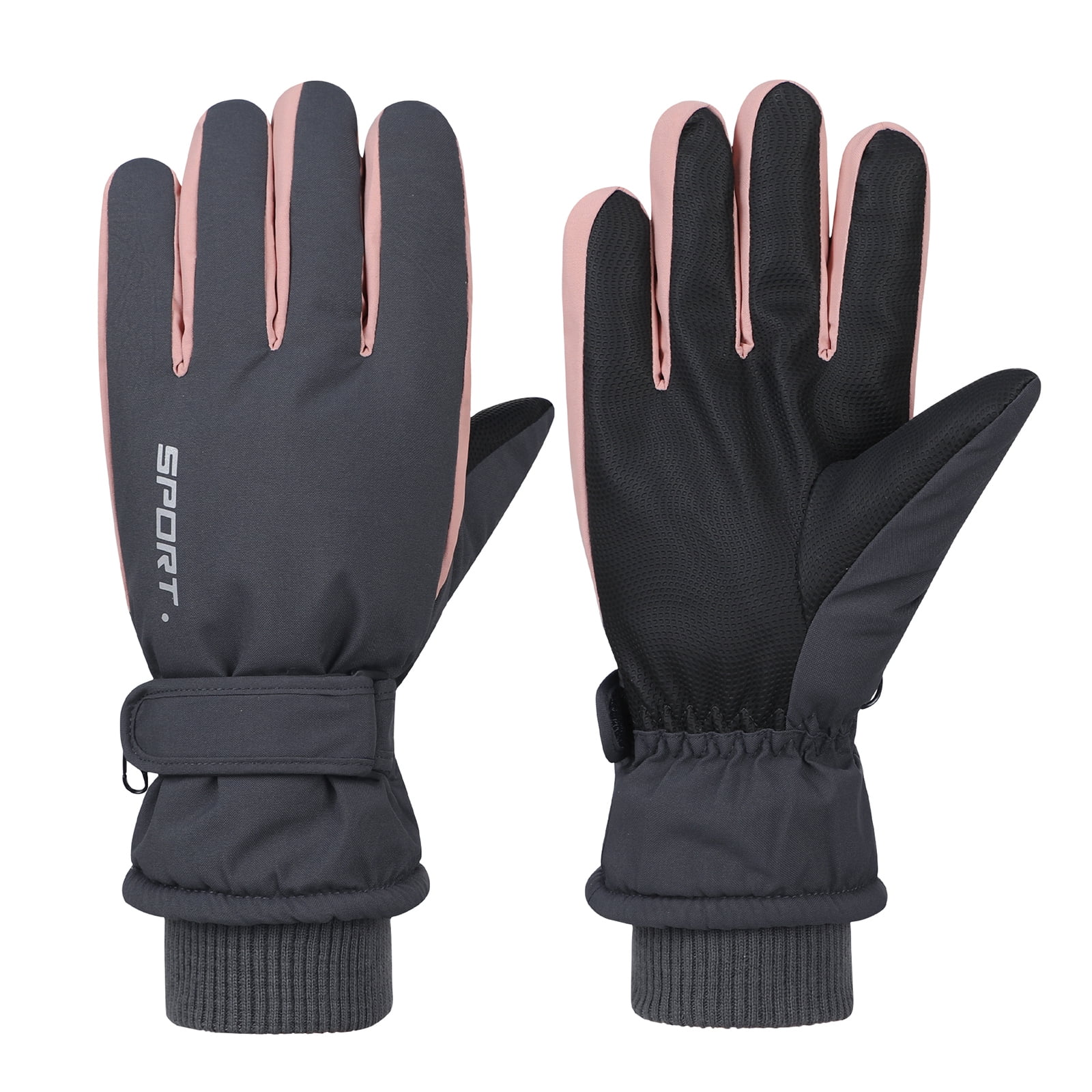 American Trends Winter Gloves Women Waterproof Gloves Windproof Ski Gloves Insulated Cold Weather Dark Gray