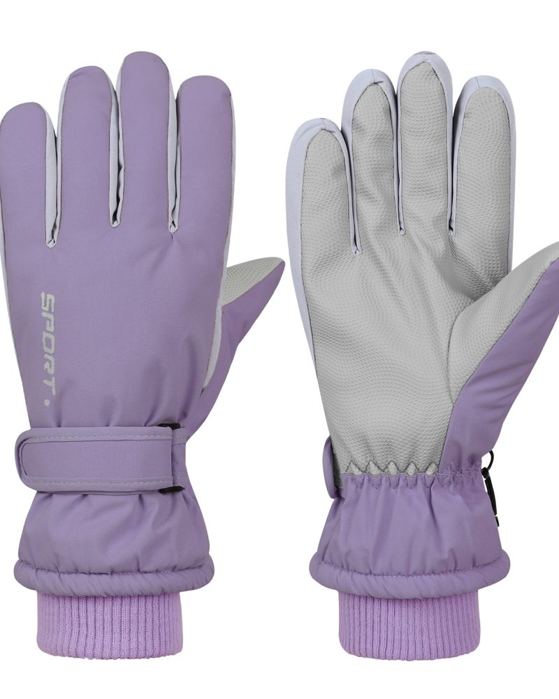 American Trends Winter Gloves Women Waterproof Gloves Windproof Ski Gloves Insulated Cold Weather Purple