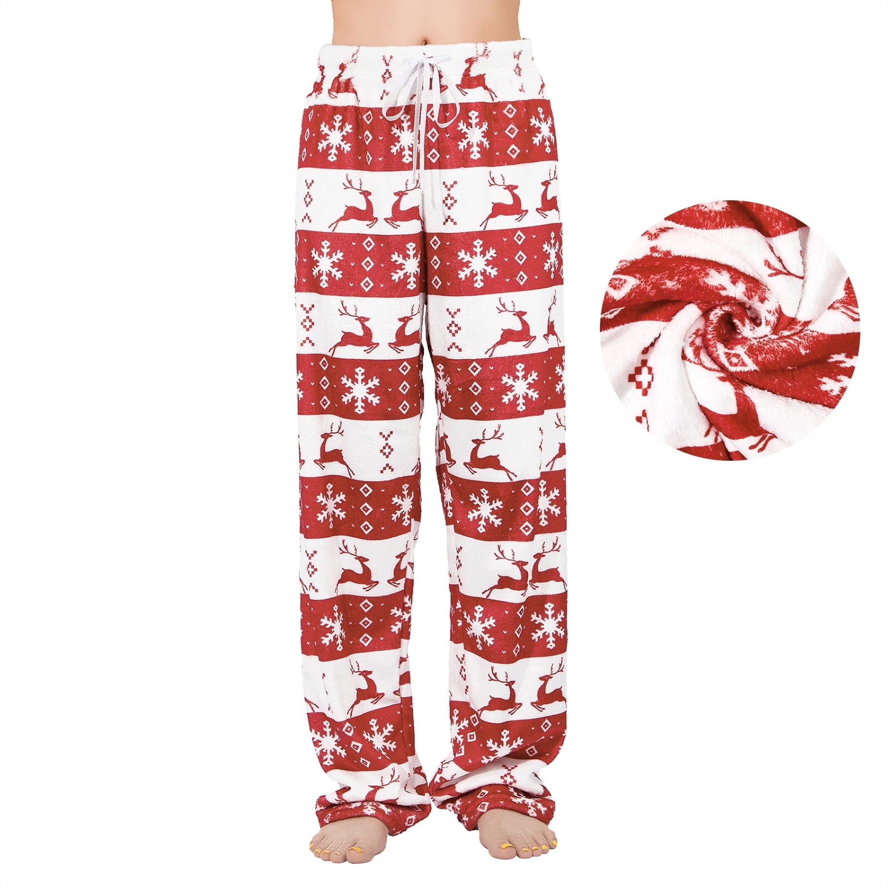 American Trends Plus Size Womens Pajama Pants Fuzzy Fleece Pj Bottoms for Women Winter Cozy Women's Sleepwear Christmas 2XL
