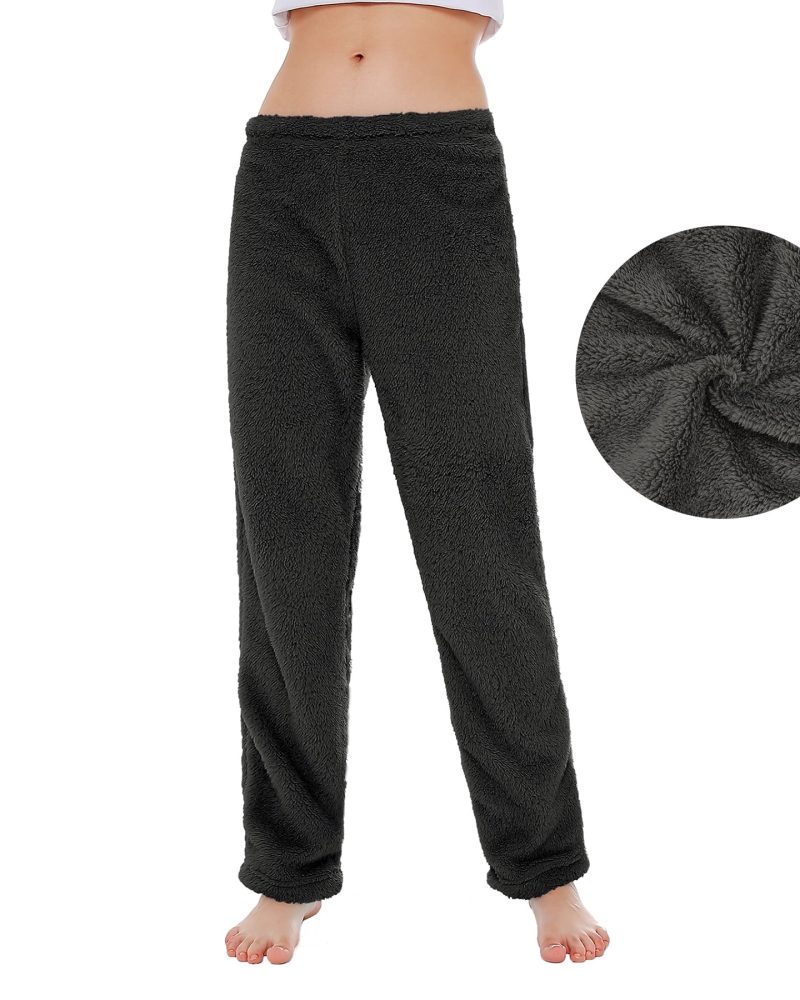 American Trends Womens Fleece Pajama Pants Soft Plush Pajama Bottoms Fluffy Warm Lounge Pants for Women Black XL