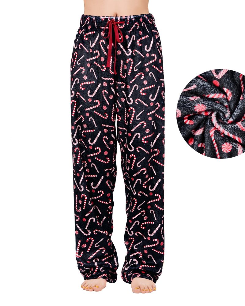 American Trends Womens Fleece Pajama Pants Soft Plush Pajama Bottoms Fluffy Warm Lounge Pants for Women Candy Bar L