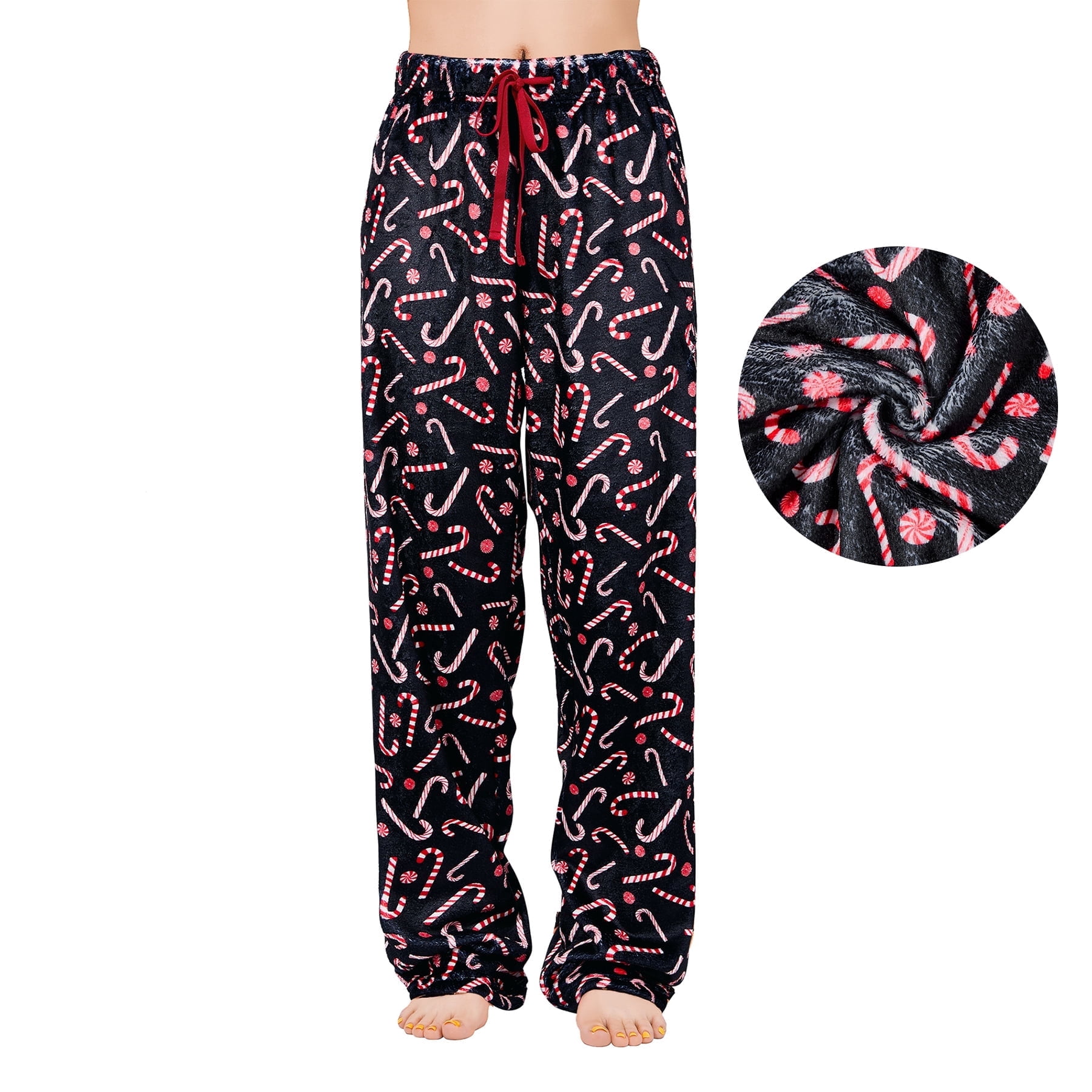 American Trends Womens Fleece Pajama Pants Soft Plush Pajama Bottoms Fluffy Warm Lounge Pants for Women Candy Bar XL