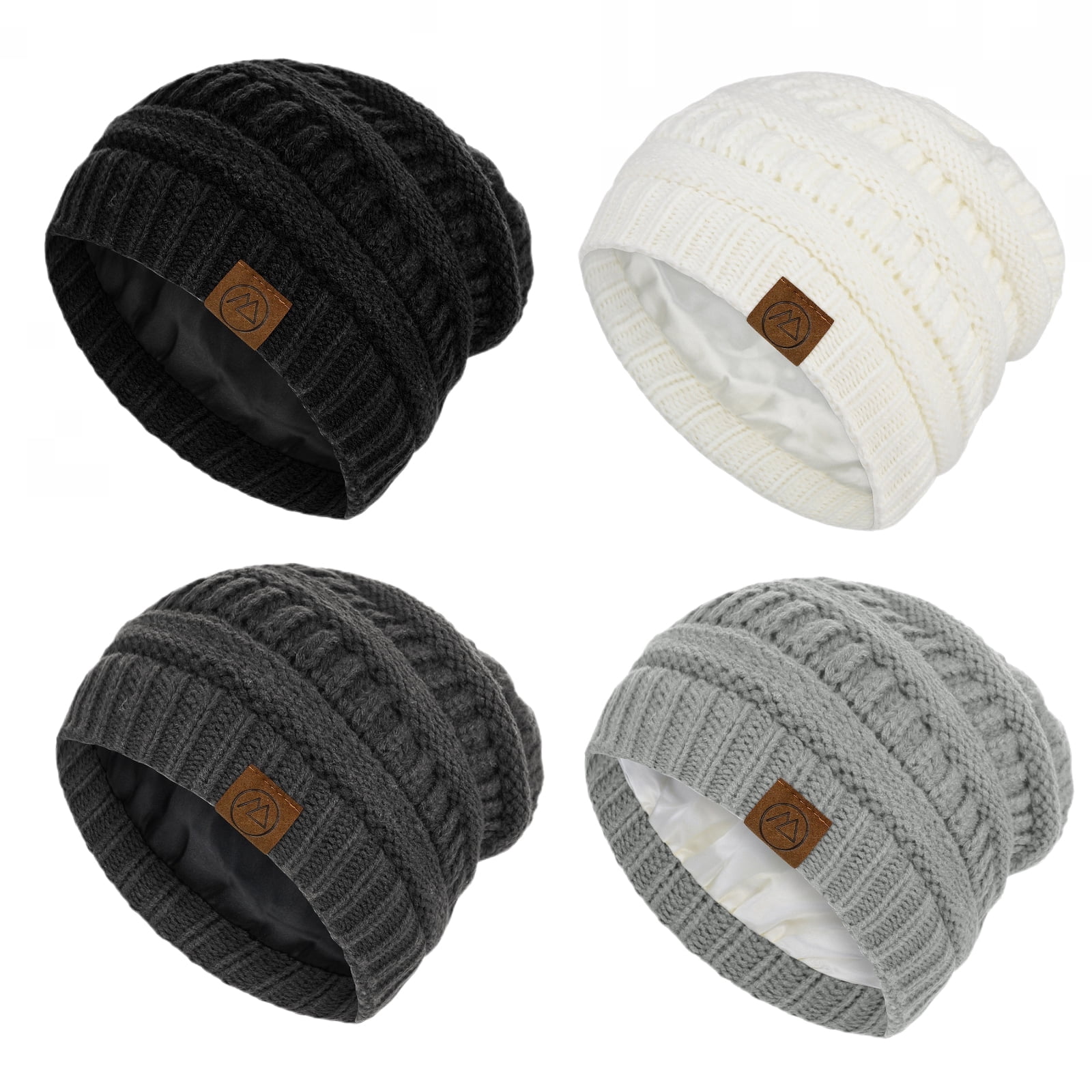 American Trends Womens Beanies Warm Winter Hats for Women Slouchy Unisex Beanies Soft Knit Hats Black & White & Dark Grey & Light Grey