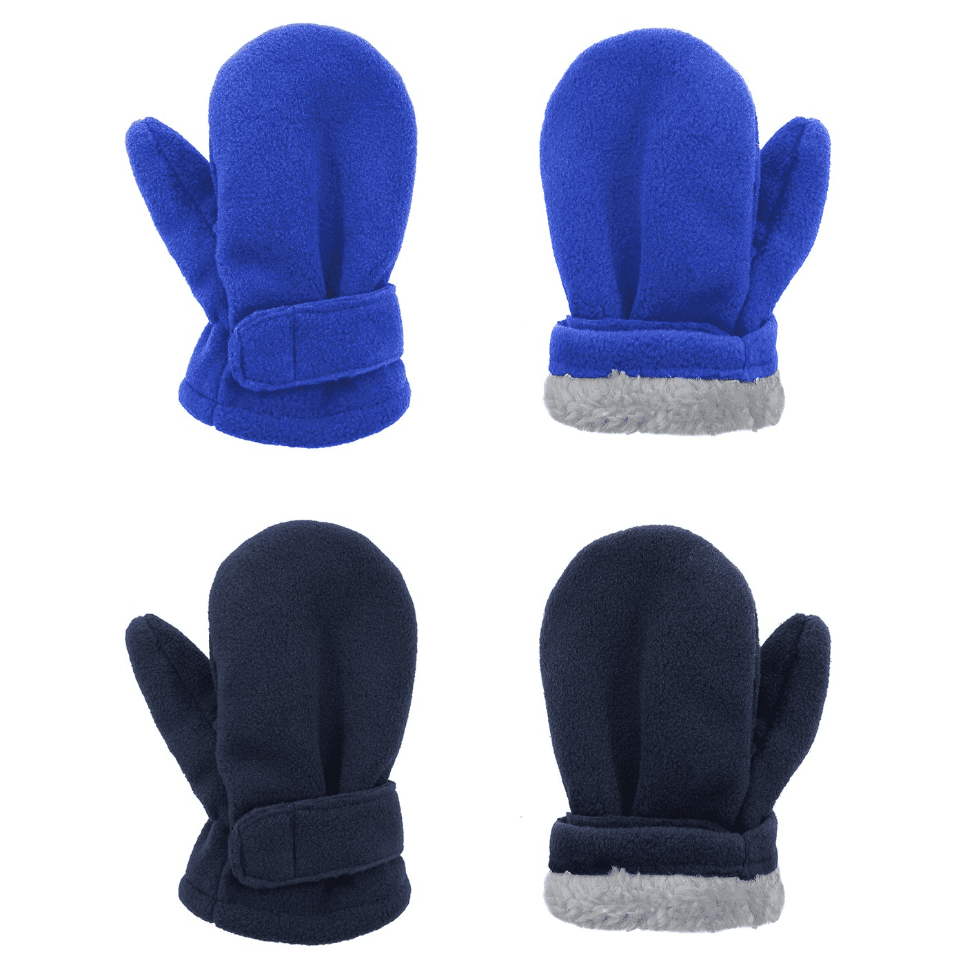 American Trends Toddler Mittens Unisex Fleece Lined Gloves Baby Winter Warm Mittens for Kids Boys and Girls -2 Pairs Navy & Royal Blue 2-4 Years