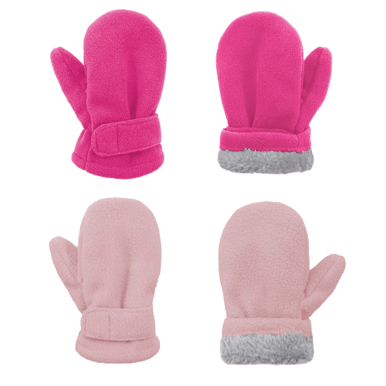 American Trends Toddler Mittens Unisex Fleece Lined Gloves Baby Winter Warm Mittens for Kids Boys and Girls -2 Pairs Rose Red & Pink 2-4 Years